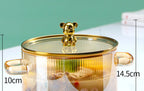 2026 New TW Cute Bear High Borosilicate Glass Kitchen Utensils Thickened Soup Saucepan Two Ear Noodle Bowl Milk Pot Cooking Pot l'atelier des ustensiles