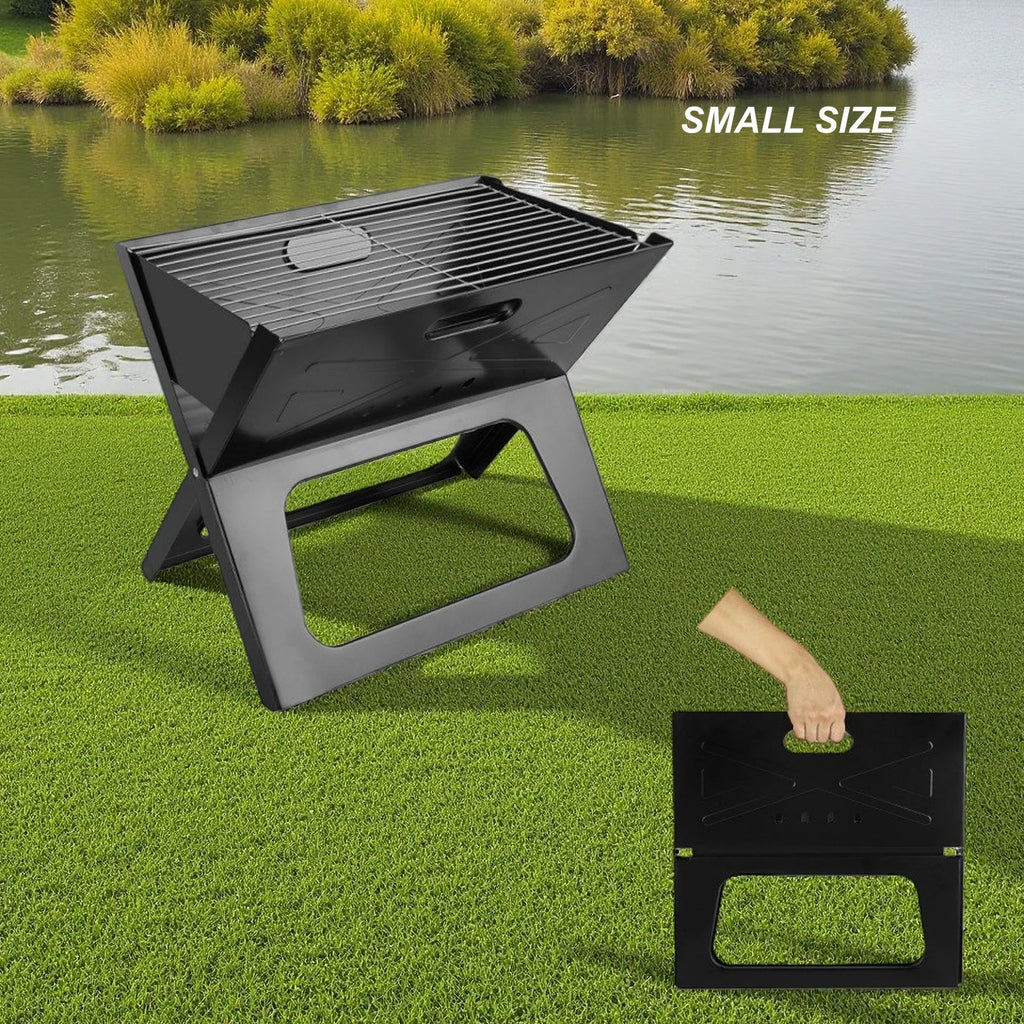 Premium Iron Portable X-Shape Foldable Charcoal BBQ Grill Utensils Included for Camping Hiking Picnics Outdoor Barbecue Parties l'atelier des ustensiles