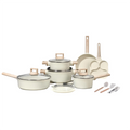 BOREINE Modern Healthy Quality Aluminum Non-Stick Cookware Set Glass Lid Wood Handle Oven Safe Durable for Home Kitchen l'atelier des ustensiles