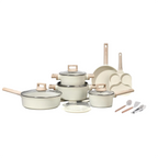 BOREINE Modern Healthy Quality Aluminum Non-Stick Cookware Set Glass Lid Wood Handle Oven Safe Durable for Home Kitchen l'atelier des ustensiles