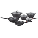 BOREINE Beige Marble Modern 10-Piece Kitchen Cookware Set Glass Cover Casserole Aluminium Deep Fry Pan  Eco-Friendly Non-Stick l'atelier des ustensiles
