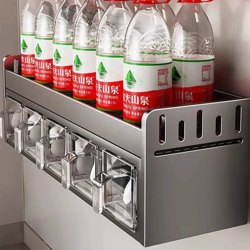 Wall Mounted Canned Food Storage Rack Kitchen Utensils Organiser Bottle Shelf Spice Knife Storage Racks l'atelier des ustensiles