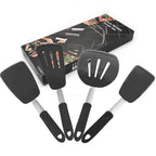 Best Heat Resistant 4 Piece Silicone Cooking Utensil Pancake Slotted Turner Spatula Set l'atelier des ustensiles