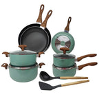 Modern Green Metal Cookware Set Sustainable Aluminum and Cast Aluminum Kitchen Utensils for Home Use for Steam Cooking l'atelier des ustensiles
