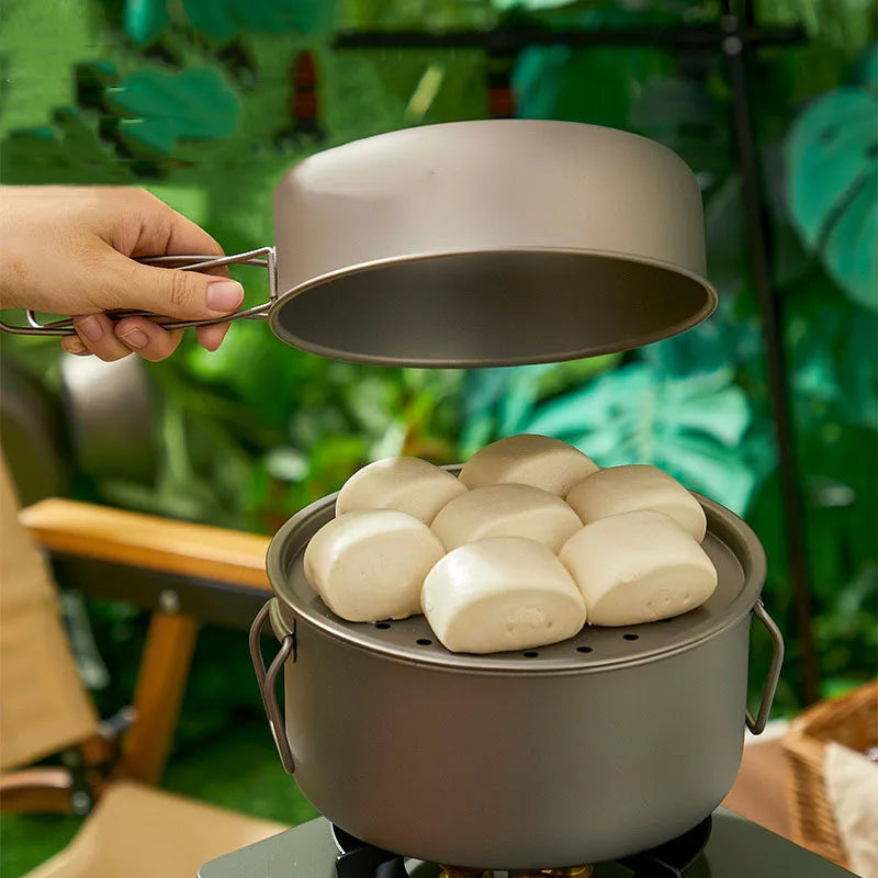 Camping Dinnerware Set Pure Titanium Frying Pan for Hiking Set of Cookware Portable Folding Pot l'atelier des ustensiles