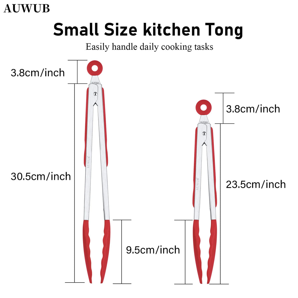 9+12 Inch Silicone Food Tong Stainless Steel Silicone Non-slip Cooking Clip Clamp BBQ Salad Tools Cooking Kitchen Accessories l'atelier des ustensiles