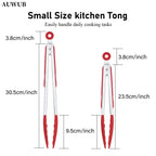 9+12 Inch Silicone Food Tong Stainless Steel Silicone Non-slip Cooking Clip Clamp BBQ Salad Tools Cooking Kitchen Accessories l'atelier des ustensiles