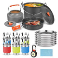 Lightweight Portable and Complete Aluminum Camping Set Multi-Use Cookware with Frying Pan, Kettle, and Utensils for Hiking l'atelier des ustensiles