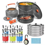 Lightweight Portable and Complete Aluminum Camping Set Multi-Use Cookware with Frying Pan, Kettle, and Utensils for Hiking l'atelier des ustensiles