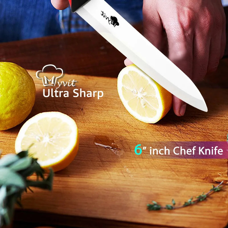 Couteaux de cuisine en céramique 3 4 5 6 pouces avec éplucheur, couteau de chef, couteau à éplucher, couteau à fruits et légumes, couteau utilitaire, lame blanche, ensemble de cuisine l'atelier des ustensiles