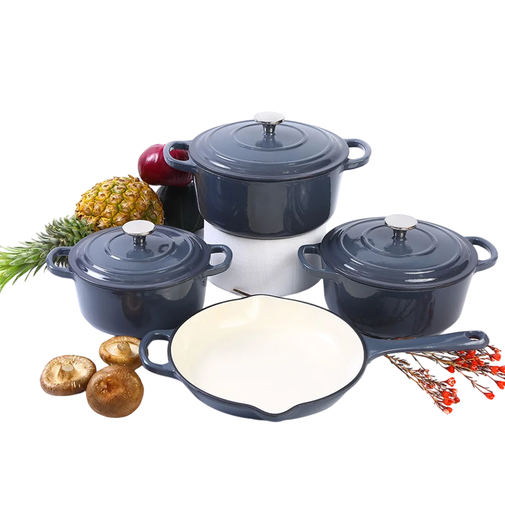 Custom Logo 4-Piece Classic Design Enamel Casserole Set Iron Pot Dutch Oven for Home Kitchen Cooking Made of Durable Metal l'atelier des ustensiles
