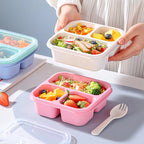 3 Compartment Leak-Proof Wheat Straw Lunch Box Adult Food Storage Container School Children Utensils l'atelier des ustensiles