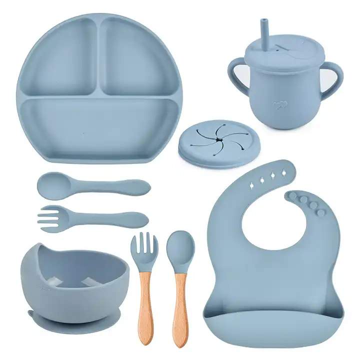 Eco-Friendly Food Grade Silicone Dinnerware and Utensil Set for Baby Training Eating Modern Homeware Tableware l'atelier des ustensiles