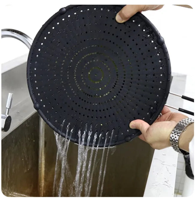 Cooking Heat Resisting Handle Frying Pan Lid Water Filter Net Silicone Splatter Screen Anti Oil Splatter Oil Splash Guard l'atelier des ustensiles