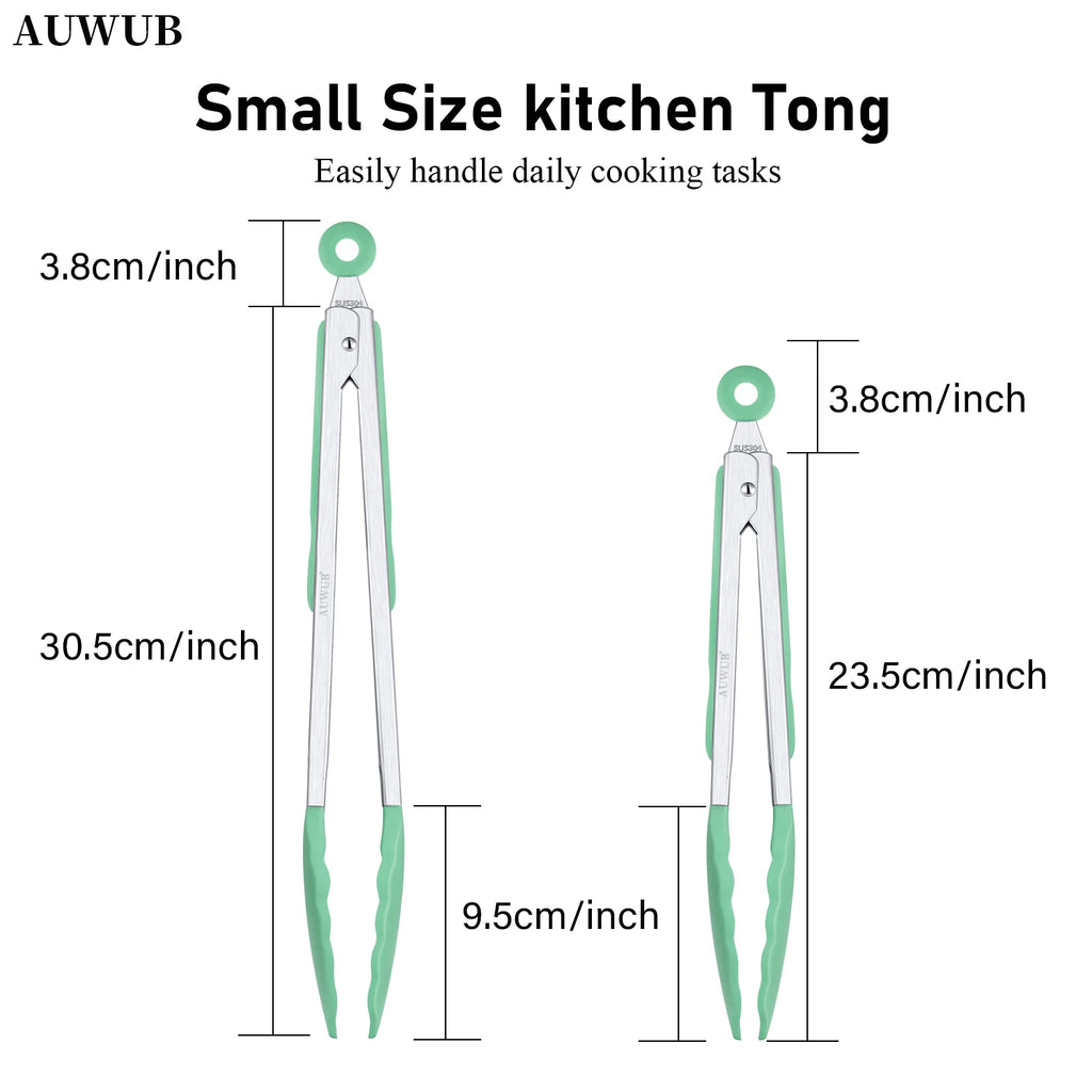 9+12 Inch Silicone Food Tong Stainless Steel Silicone Non-slip Cooking Clip Clamp BBQ Salad Tools Cooking Kitchen Accessories l'atelier des ustensiles