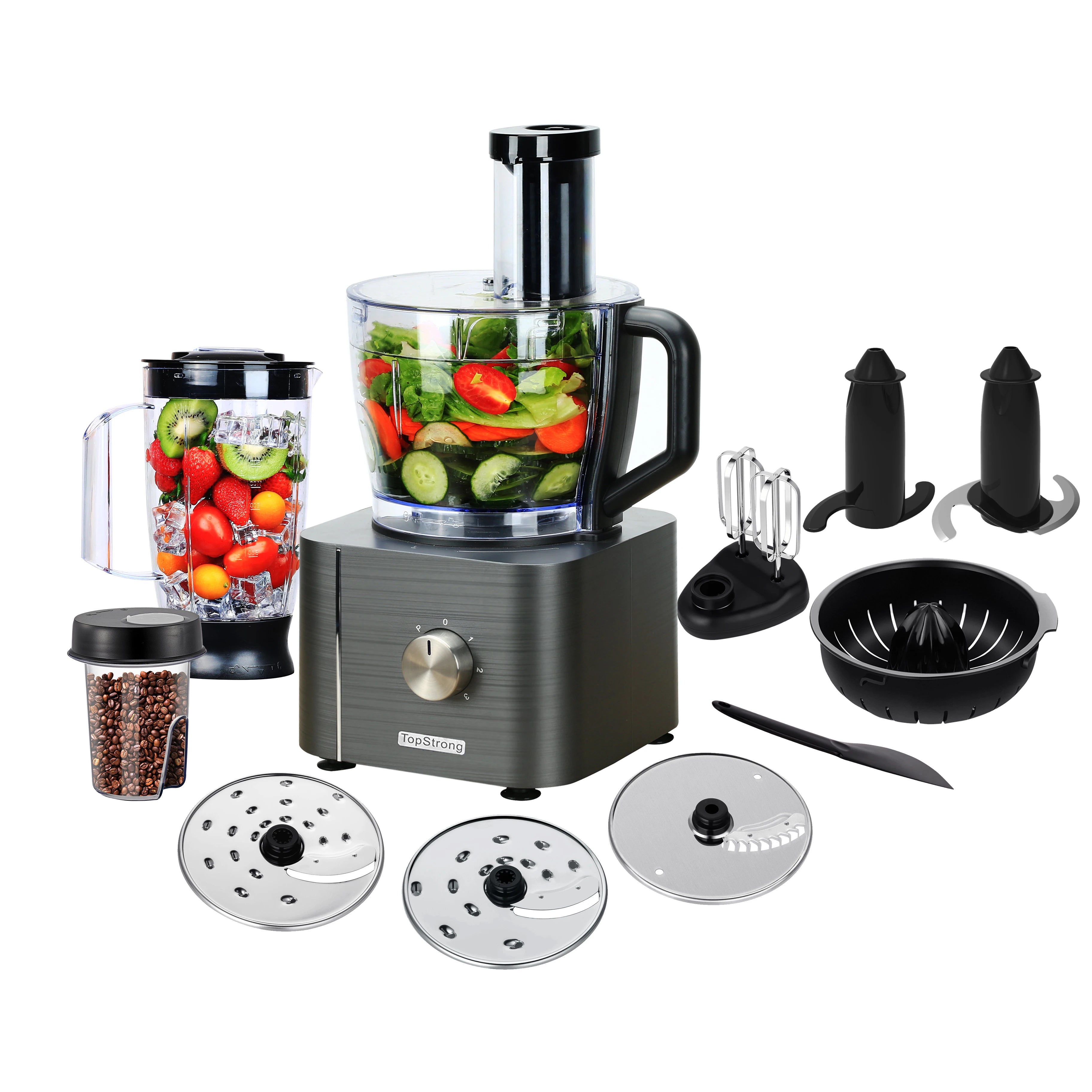 Food Processor, TopStrong 11-in-1 Food Processor and Blender with Chopping Blending Kneading Grinding Whisking Juicing, 1100W l'atelier des ustensiles
