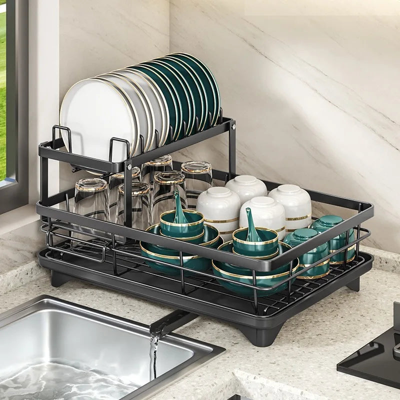 Dish Drying Rack with Cutlery Storage - Kitchen Sink Organizer for Plates, Bowls, Utensils - for Wholesale and Home Use l'atelier des ustensiles