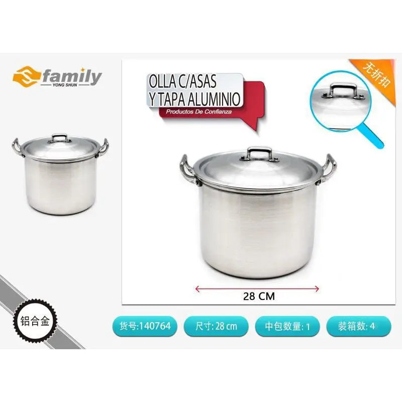 Aluminum pot with handles and lid 28 cm - Kitchen utensils l'atelier des ustensiles