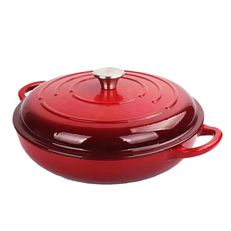 Beyond Classic Design Cast Iron Casserole Dish Enamel Coated Shallow Sea with Durable Metal Construction l'atelier des ustensiles