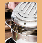 YUEDISI Japanese Style 304 Stainless Steel Kitchen Tempura Fryer Pan Deep Frying Pot with Thermometer for Induction Cooker l'atelier des ustensiles