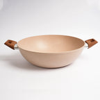 Aluminum Non-stick Deep Fry Pan Wok Casserole Marble Coating with Steamer Glass Lid Multi-functional Induction Base Cooking Pot l'atelier des ustensiles