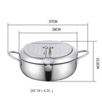 YUEDISI Japanese Style 304 Stainless Steel Kitchen Tempura Fryer Pan Deep Frying Pot with Thermometer for Induction Cooker l'atelier des ustensiles