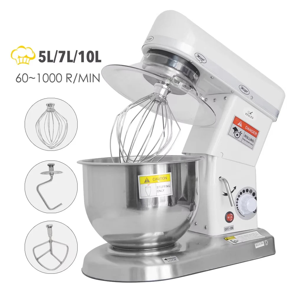 XEOLEO Commercial 5L/7L/10L Planetary Mixer 500W Electric Stand Flour Food Dough Blender Food Processor Egg Beater With Bowl l'atelier des ustensiles