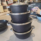 Luxury Black Granite Cookware Set 14pcs 20cm-44cm Jumbo Size Casserole Aluminum Non Stick Cooking Pot Set Gift Box Packing l'atelier des ustensiles