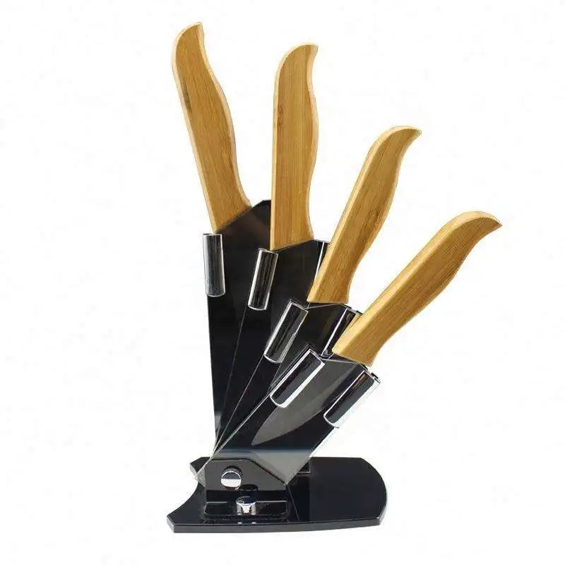4Pcs Eco-Friendly Stainless Steel Sharp Kitchen Modern Knife Set Wooden Handle Holder Customizable Logo UNIVERSEA Brand Good l'atelier des ustensiles