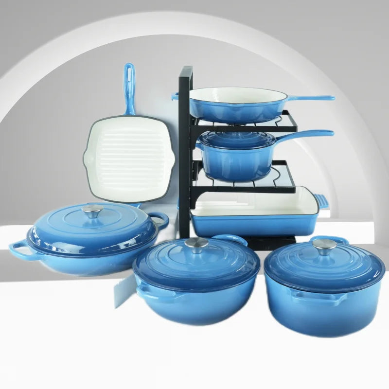 Custom Kitchen Minimalist Enameled Cast Iron Pots Pans  Induction Dutch Oven Casserole Fry Pan Oven Set l'atelier des ustensiles