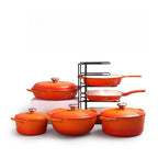 Custom Pre-seasoned Non-Stick Cast Iron Enamel 7-Piece Europe Design Gas Induction Ready Oven Safe Cooking Pots Casserole Set l'atelier des ustensiles