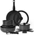 Hot Selling 15pcs Black/White Non-Stick Aluminum Cookware Set Modern Design Induction Pans Glass Pots Sustainable Cooking Food l'atelier des ustensiles