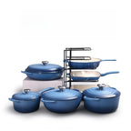 Custom Pre-seasoned Non-Stick Cast Iron Enamel 7-Piece Europe Design Gas Induction Ready Oven Safe Cooking Pots Casserole Set l'atelier des ustensiles
