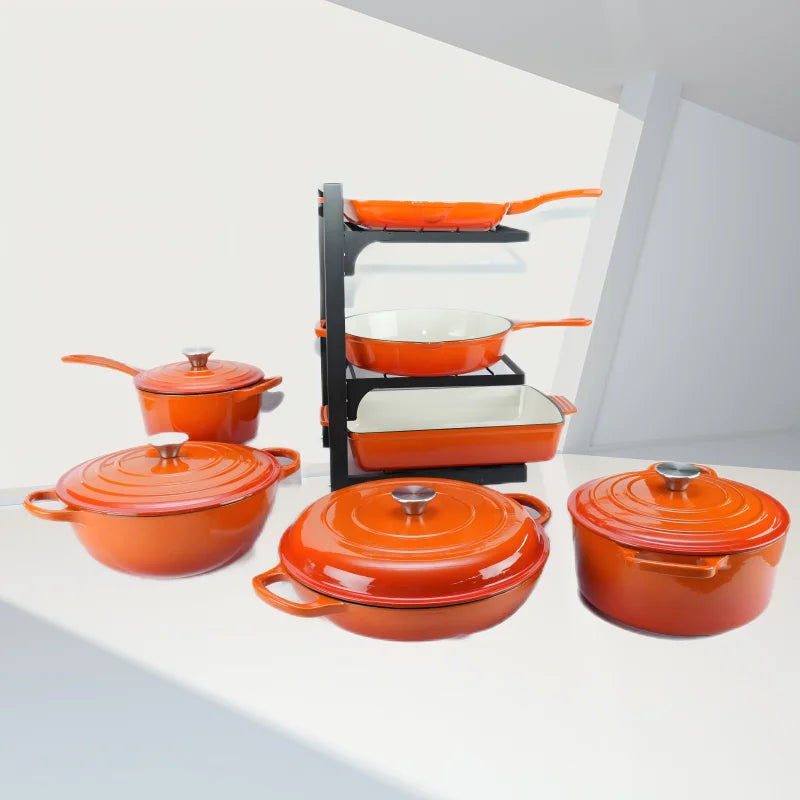Custom Kitchen Minimalist Enameled Cast Iron Pots Pans  Induction Dutch Oven Casserole Fry Pan Oven Set l'atelier des ustensiles