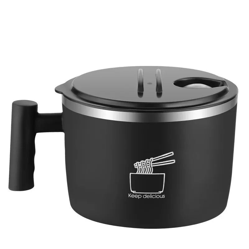 Stainless Steel Bowl With Lid for Instant Noodles Sealed Portable Drain Bowl Kitchen Utensils Instant Noodle Partner l'atelier des ustensiles