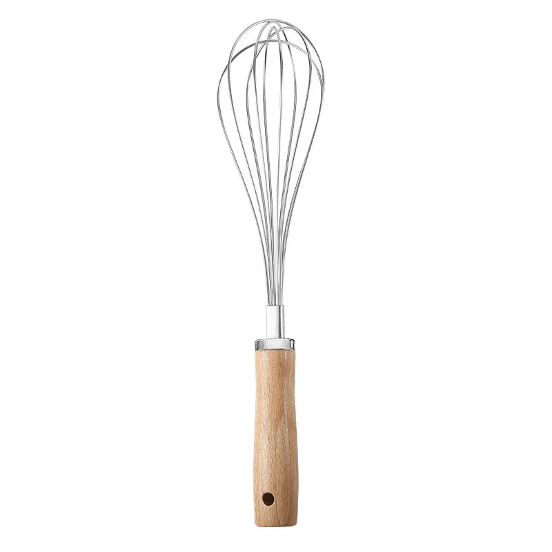 Creative 9-Piece Stainless Steel Wooden Handle Kitchen Gadget Set Egg Beater Garlic Press Can Opener Baking Utensils (Food Safe) l'atelier des ustensiles