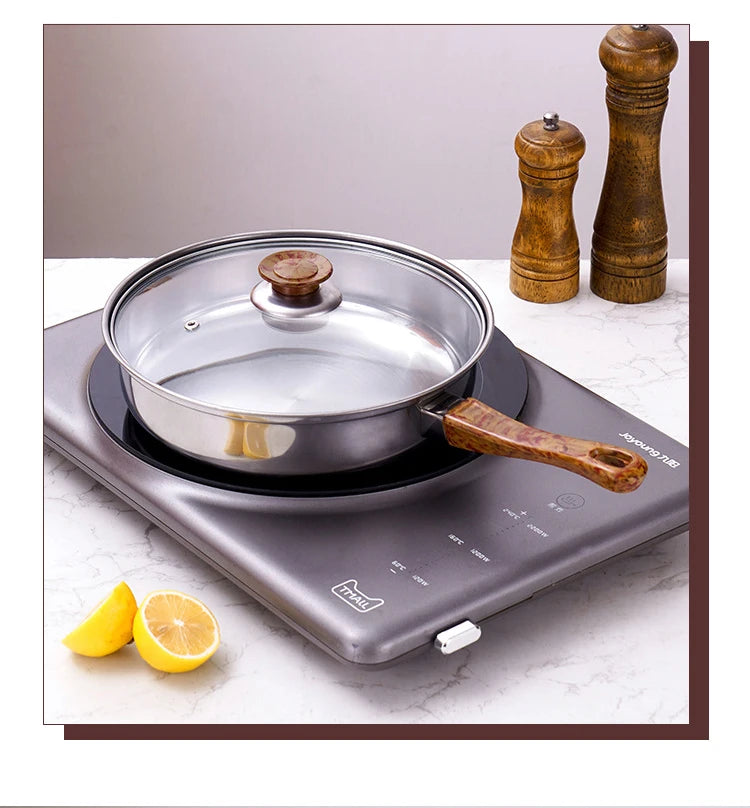 12-Piece Silver Stainless Steel Cookware Sets Wood Grain Handle Kettle Pot Combination Stockpot Frying Pan High Mirror Polish l'atelier des ustensiles