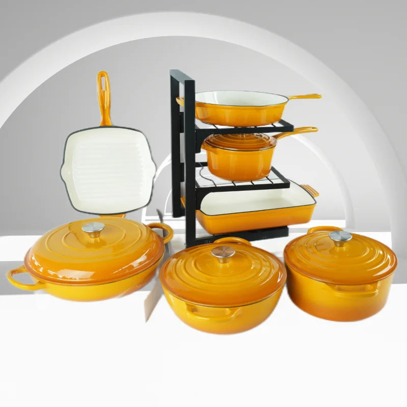 Custom Kitchen Minimalist Enameled Cast Iron Pots Pans  Induction Dutch Oven Casserole Fry Pan Oven Set l'atelier des ustensiles