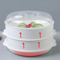 New Microwave Oven Steamer Office Meals Steamed Bread Heating Plastic Steamer with Cover M Steamer Kitchen Utensils l'atelier des ustensiles