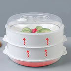 New Microwave Oven Steamer Office Meals Steamed Bread Heating Plastic Steamer with Cover M Steamer Kitchen Utensils l'atelier des ustensiles