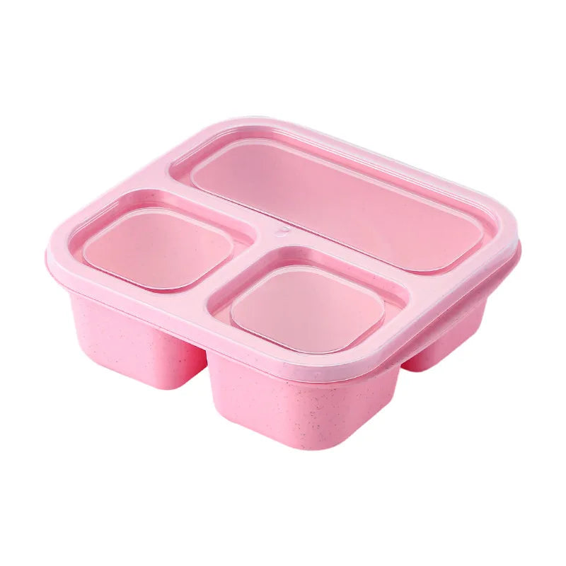 3 Compartment Leak-Proof Wheat Straw Lunch Box Adult Food Storage Container School Children Utensils l'atelier des ustensiles