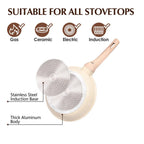 10-Piece Aluminum Non-Stick Kitchen Utensil Set All Metal Flat Bottomed Pans Spatula and Steamer Glass Lid for Home Cooking l'atelier des ustensiles