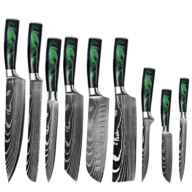 Wholesale 10pcs Multifunction Household Damascus Steel Kitchen Knife Set Custom Knives Sets for Chefs Knives l'atelier des ustensiles