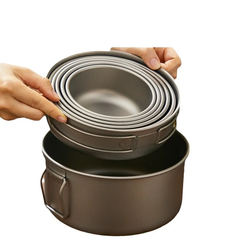 Camping Dinnerware Set Pure Titanium Frying Pan for Hiking Set of Cookware Portable Folding Pot l'atelier des ustensiles