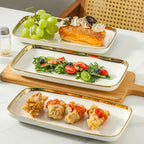 LETAOTAO Factory Wholesale Price Chinese  Porcelain square Ceramic Plate with Gold Edge Pure White Fruit Salad Serving Utensils l'atelier des ustensiles