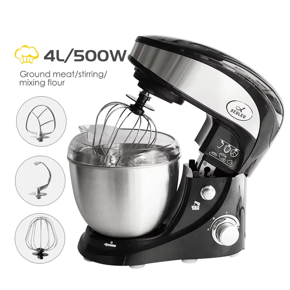 XEOLEO Commercial 4L Electric Stand Flour Mixer Planetary Food Dough Mixer Egg Whisk Blender With Hook Food Processor 3 Speeds l'atelier des ustensiles