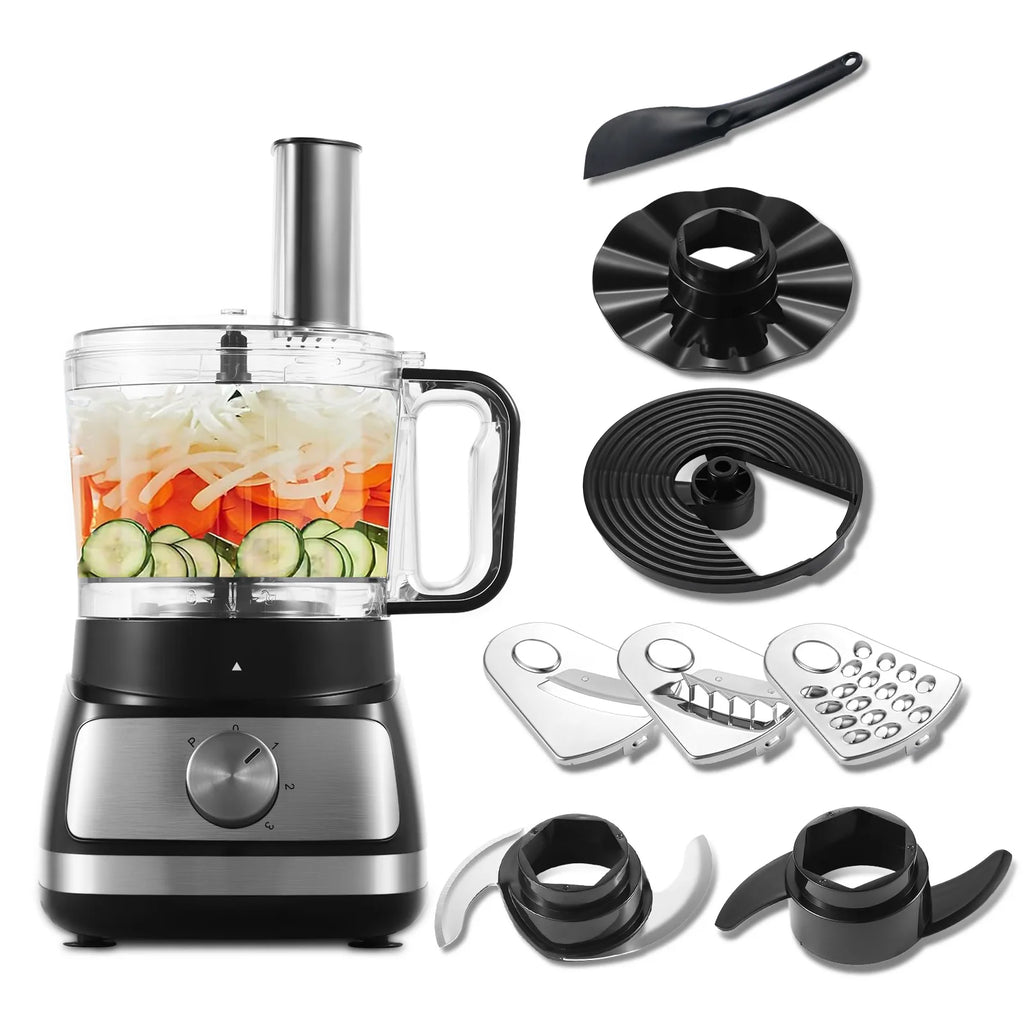 Silver Food Processor, 6-in-1 Food Processor and Blender Multifunctional for Chopping,Slicing,Shredding and Kneading Dough l'atelier des ustensiles