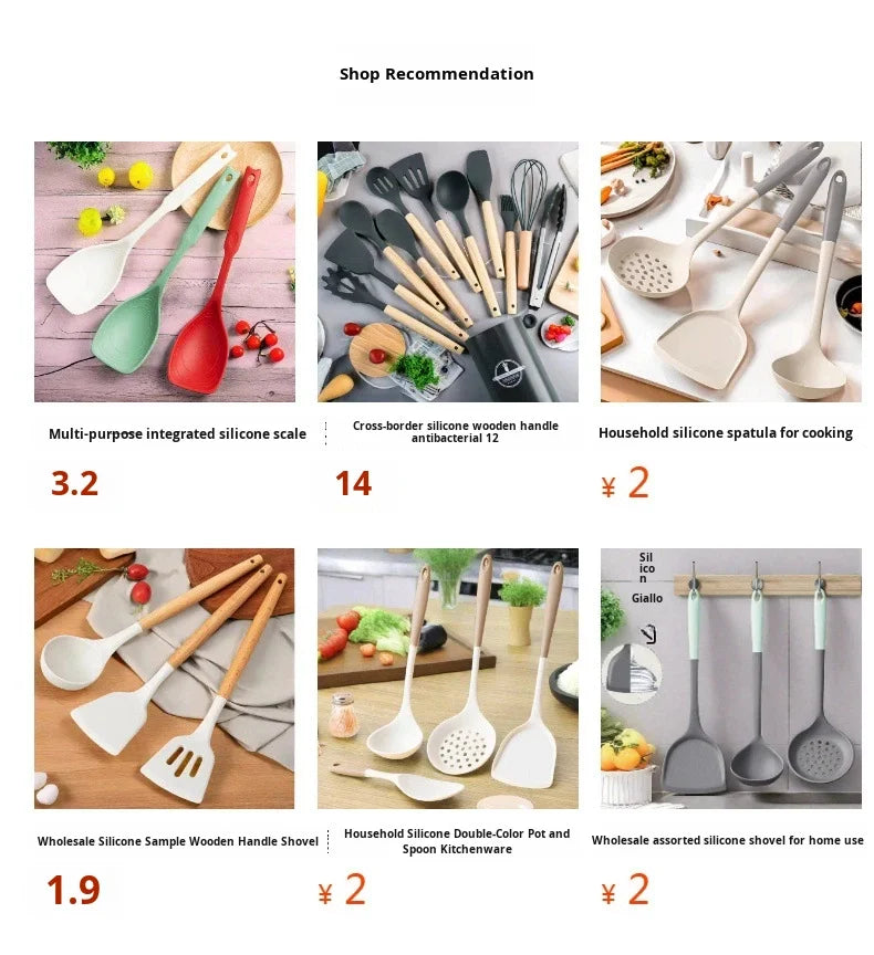 Household Silicone Spatula Soup Spoon Kitchen Utensils Anti-scalding High Temperature Resistant Daily Use Non-Stick l'atelier des ustensiles