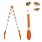 9+12 Inch Silicone Food Tong Stainless Steel Silicone Non-slip Cooking Clip Clamp BBQ Salad Tools Cooking Kitchen Accessories l'atelier des ustensiles