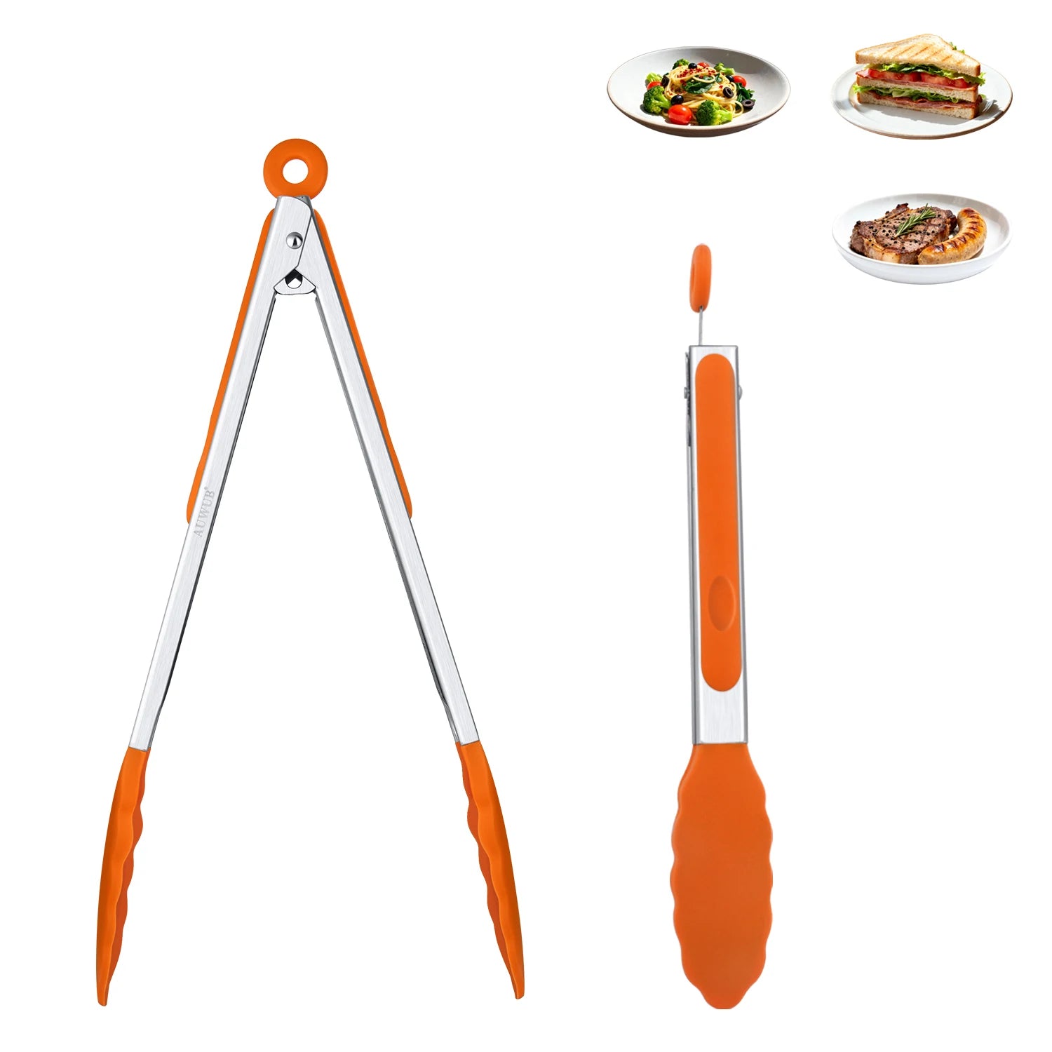 9+12 Inch Silicone Food Tong Stainless Steel Silicone Non-slip Cooking Clip Clamp BBQ Salad Tools Cooking Kitchen Accessories l'atelier des ustensiles